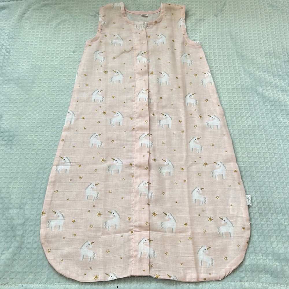 Like New Unused Mud Pie Pink Unicorn Muslin Sleep Sack 0-6m